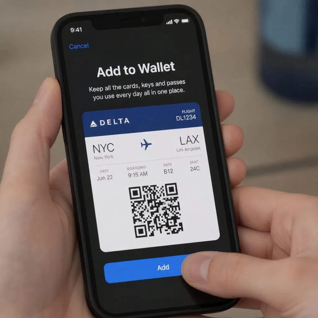 Adding a boarding pass to the wallet with one tap