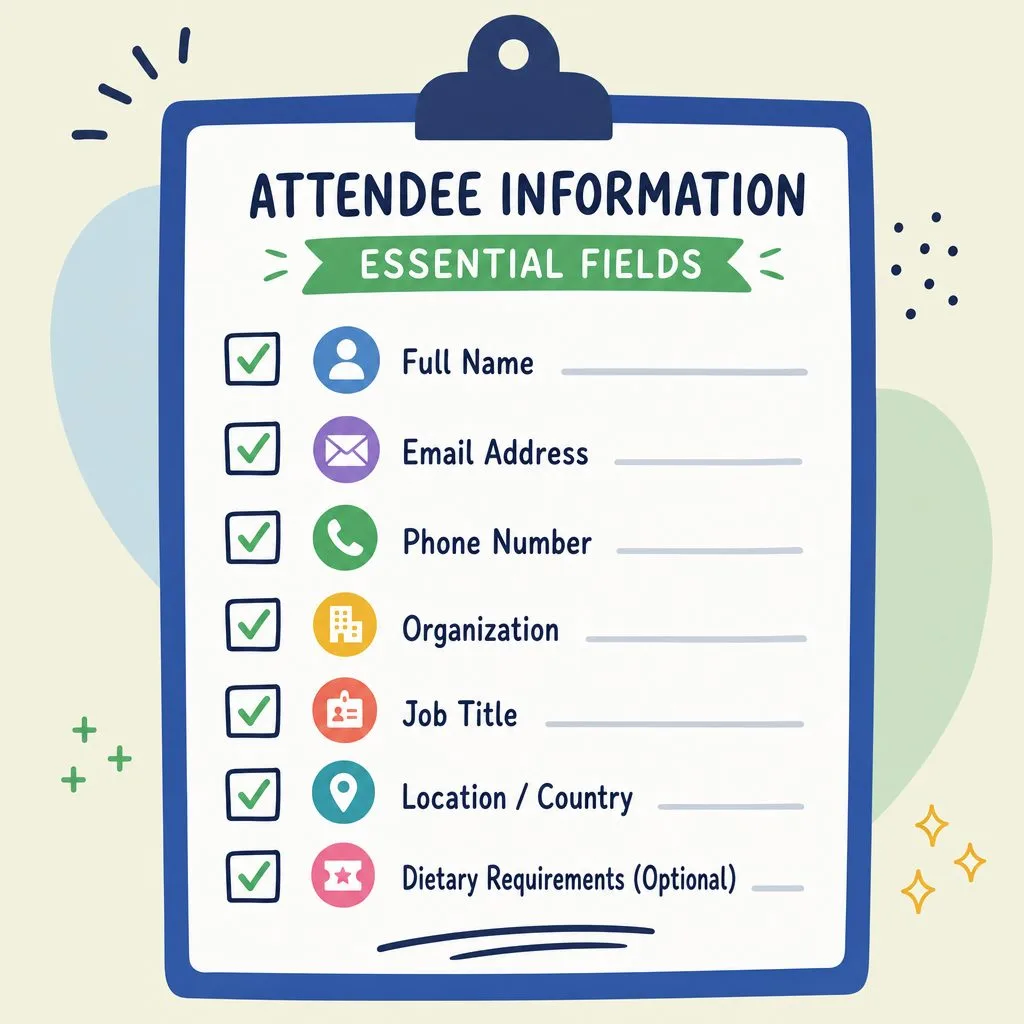 The essential fields for an attendee intake form