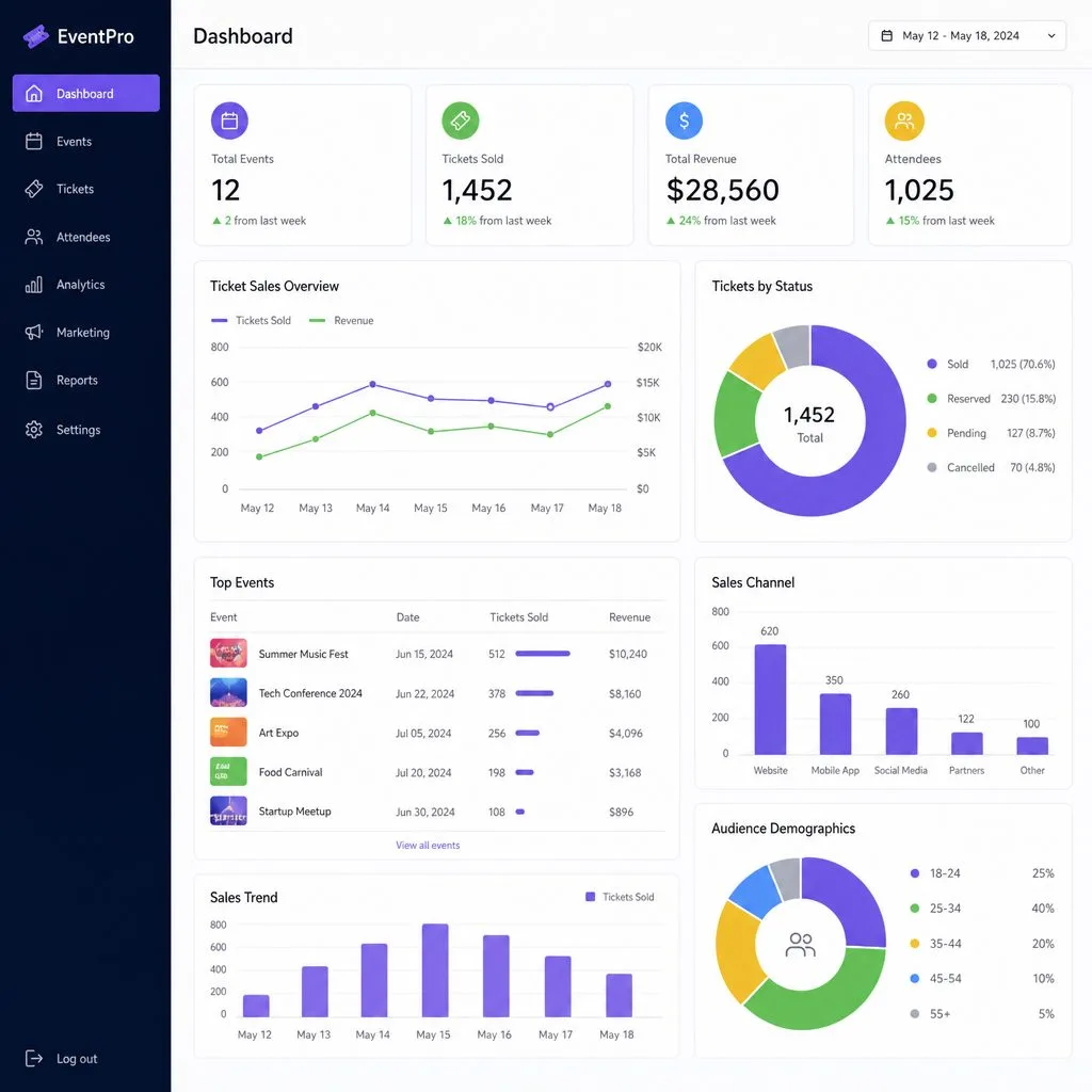 A registration dashboard tracking signups and conversion