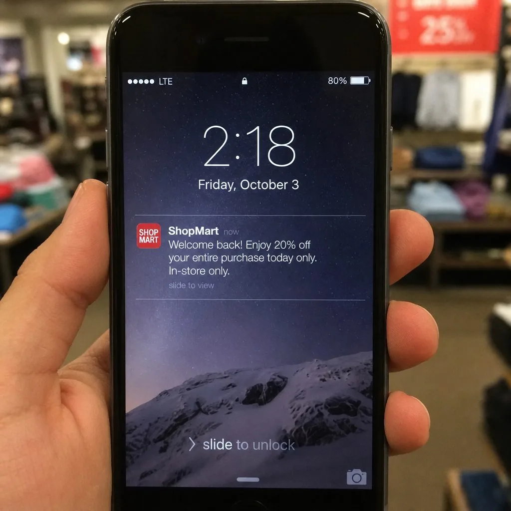 A wallet pass notification arriving on a phone lock screen