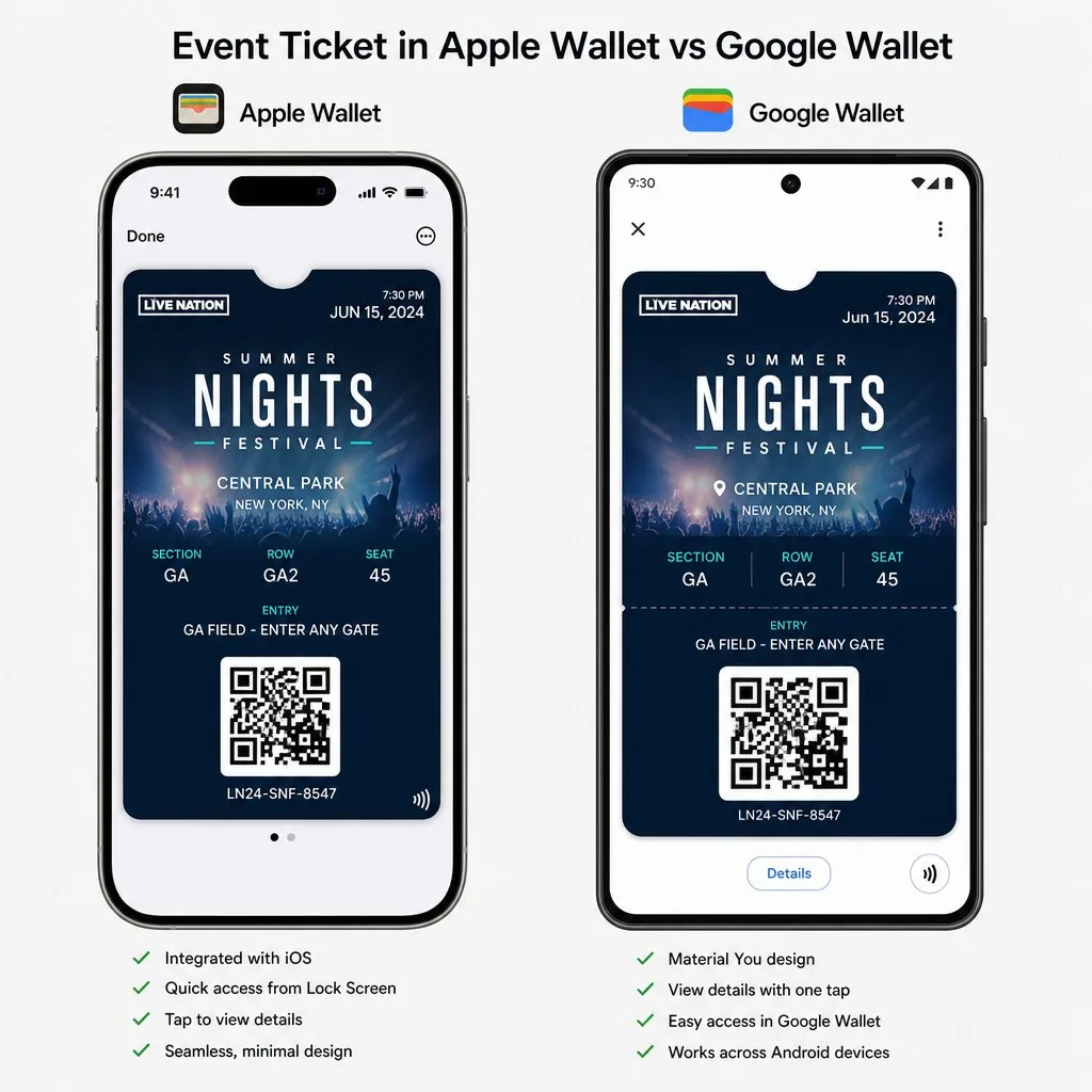 Digital event tickets being scanned at a venue entrance