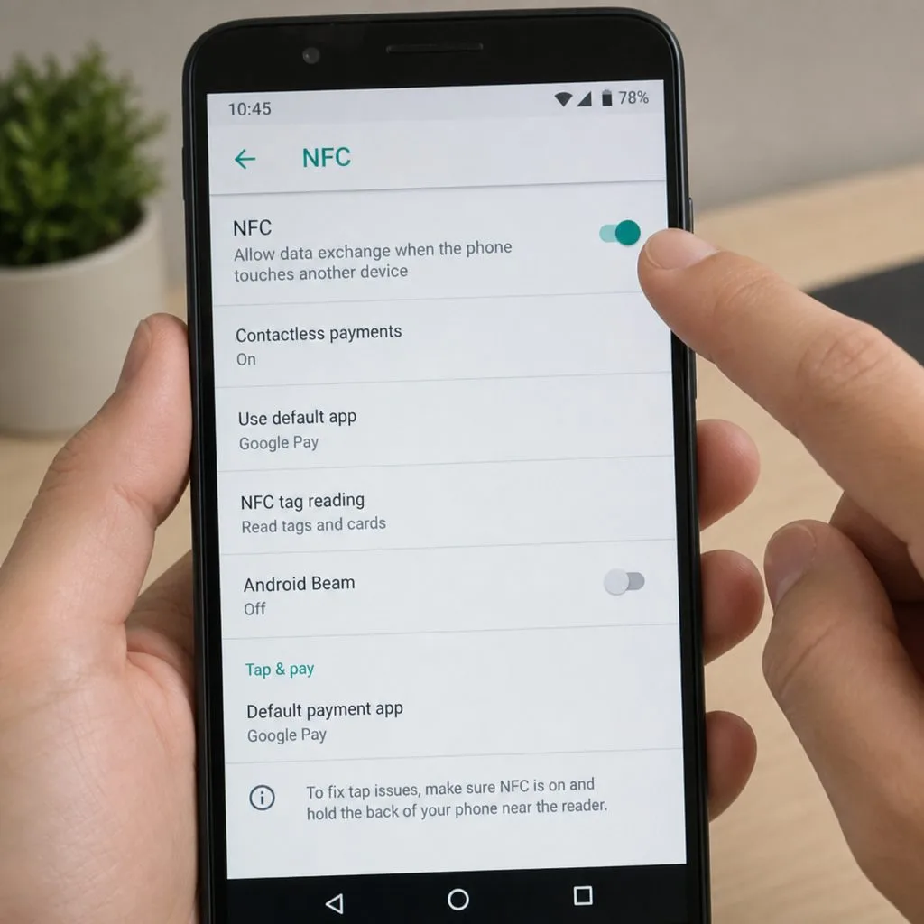 NFC settings on an Android phone