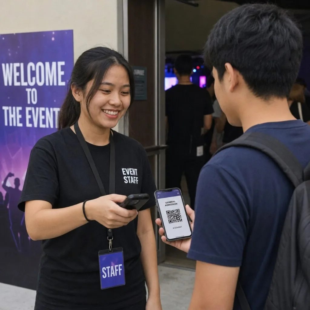 Scanning a ticket at the event entrance