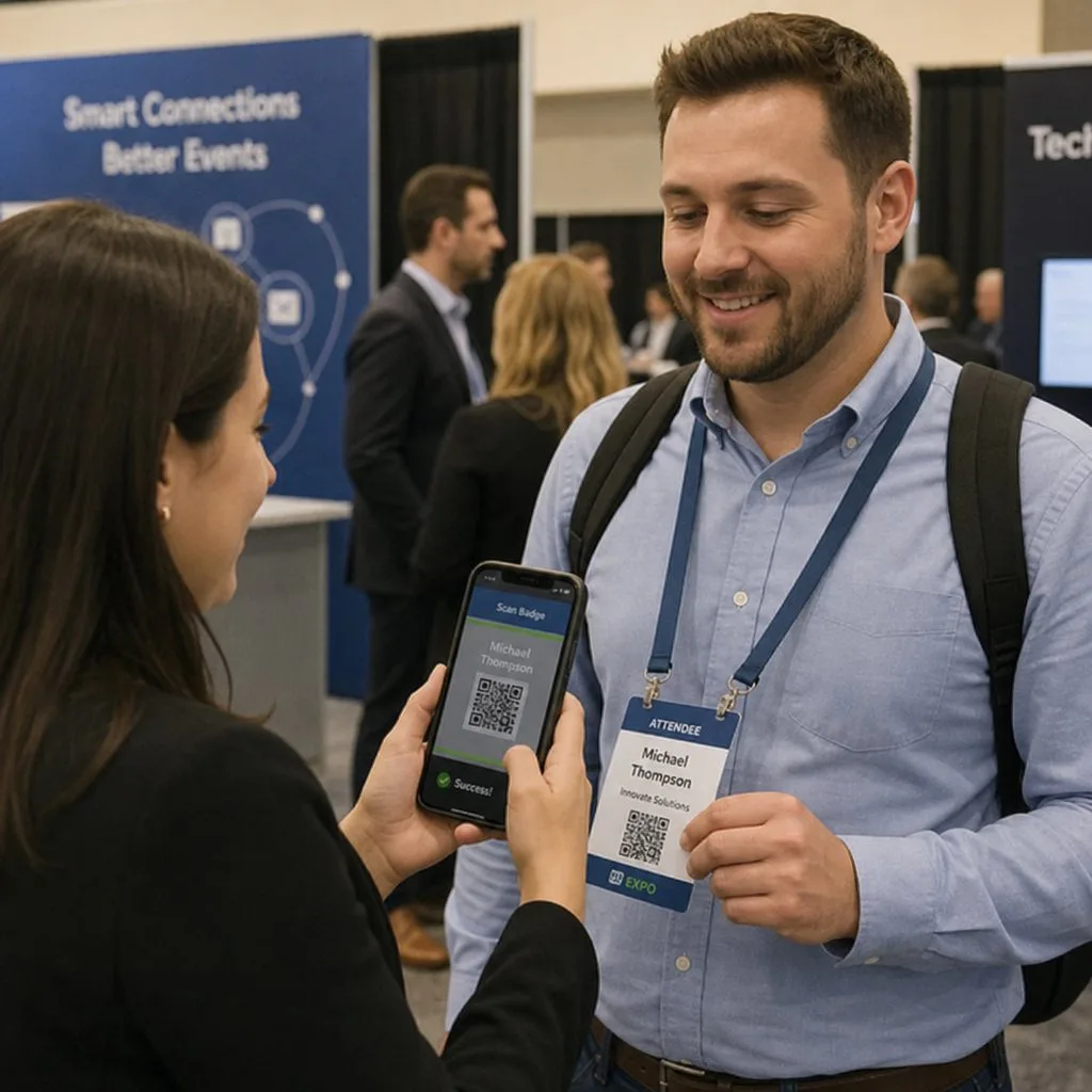 Event staff scanning an attendee pass on a handheld device
