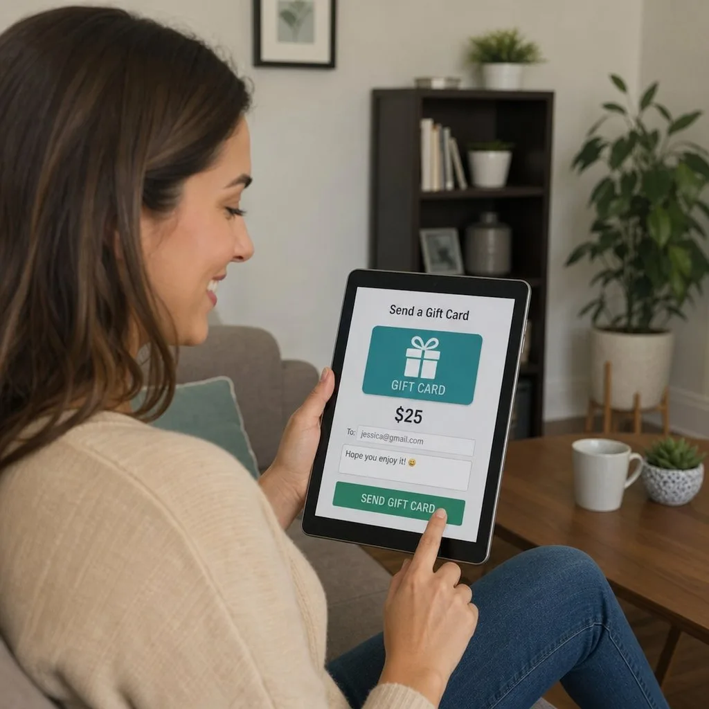 A gift card being sent digitally to a recipient