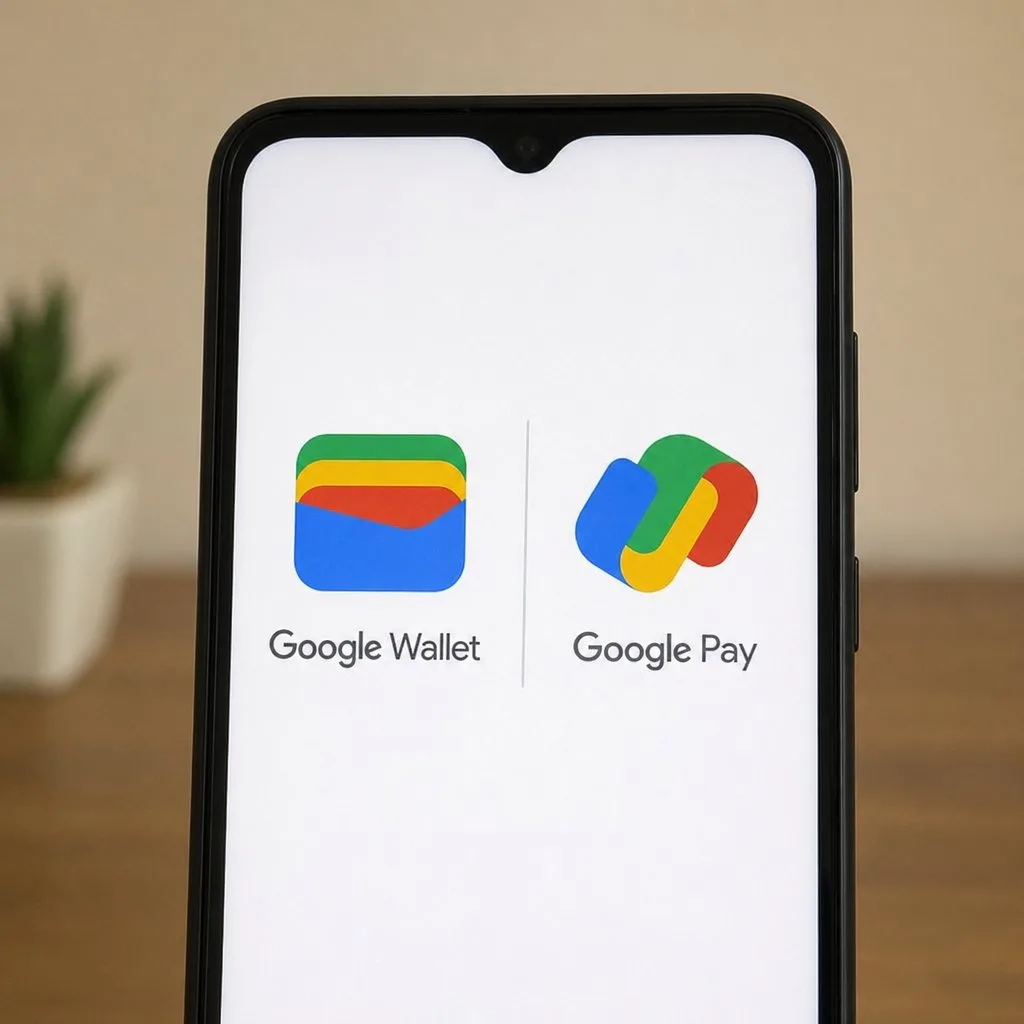 The Google Wallet and Google Pay app icons side by side on an Android phone