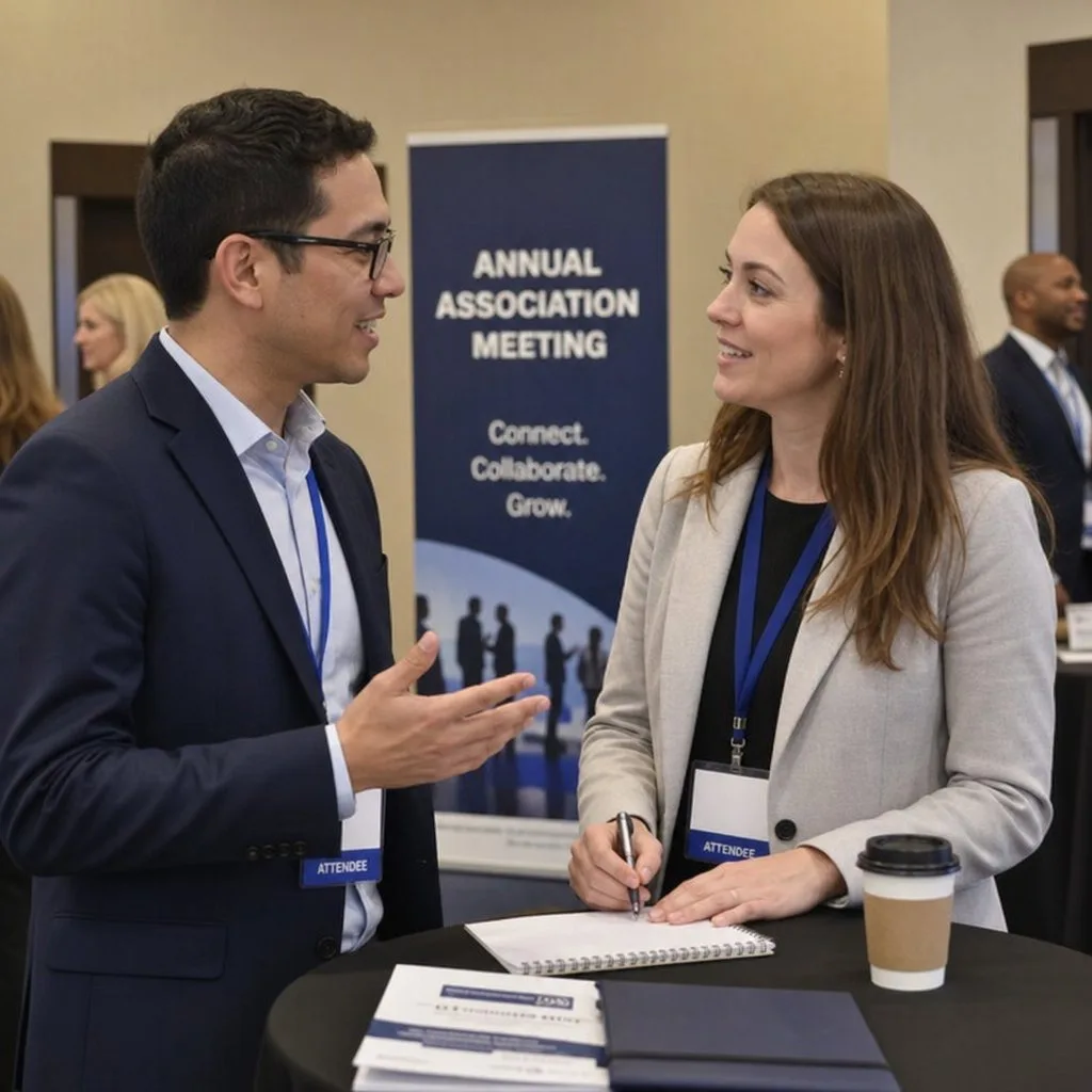 Members networking at an association event