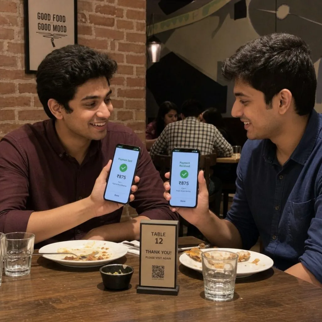 Two friends comparing wallet apps on their phones