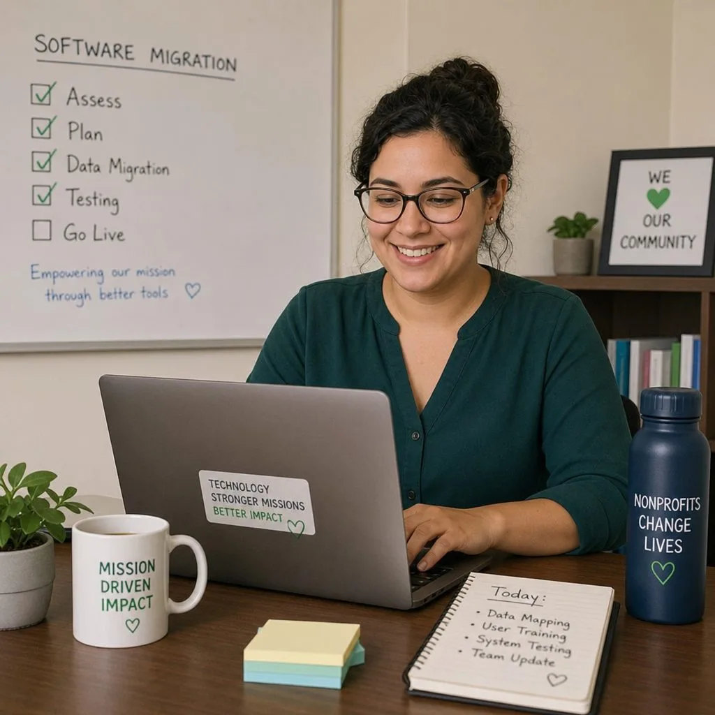 A membership coordinator working through the migration checklist