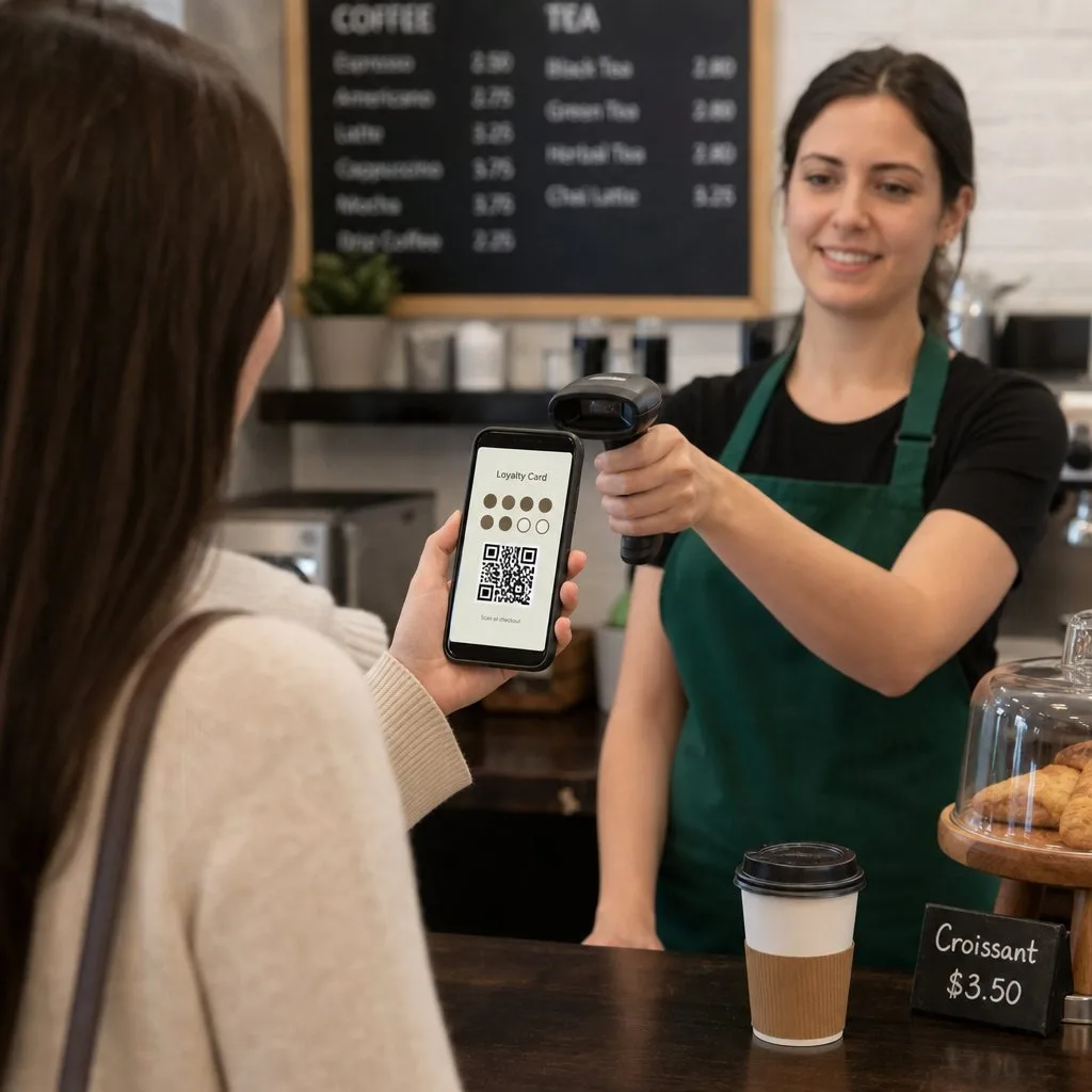 A customer checking their rewards balance on a phone