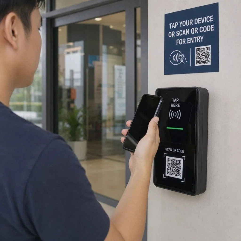 A member scanning their card at a venue entrance
