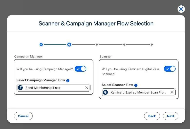 Salesforce Flow Builder with the Kemicard Generate Pass action