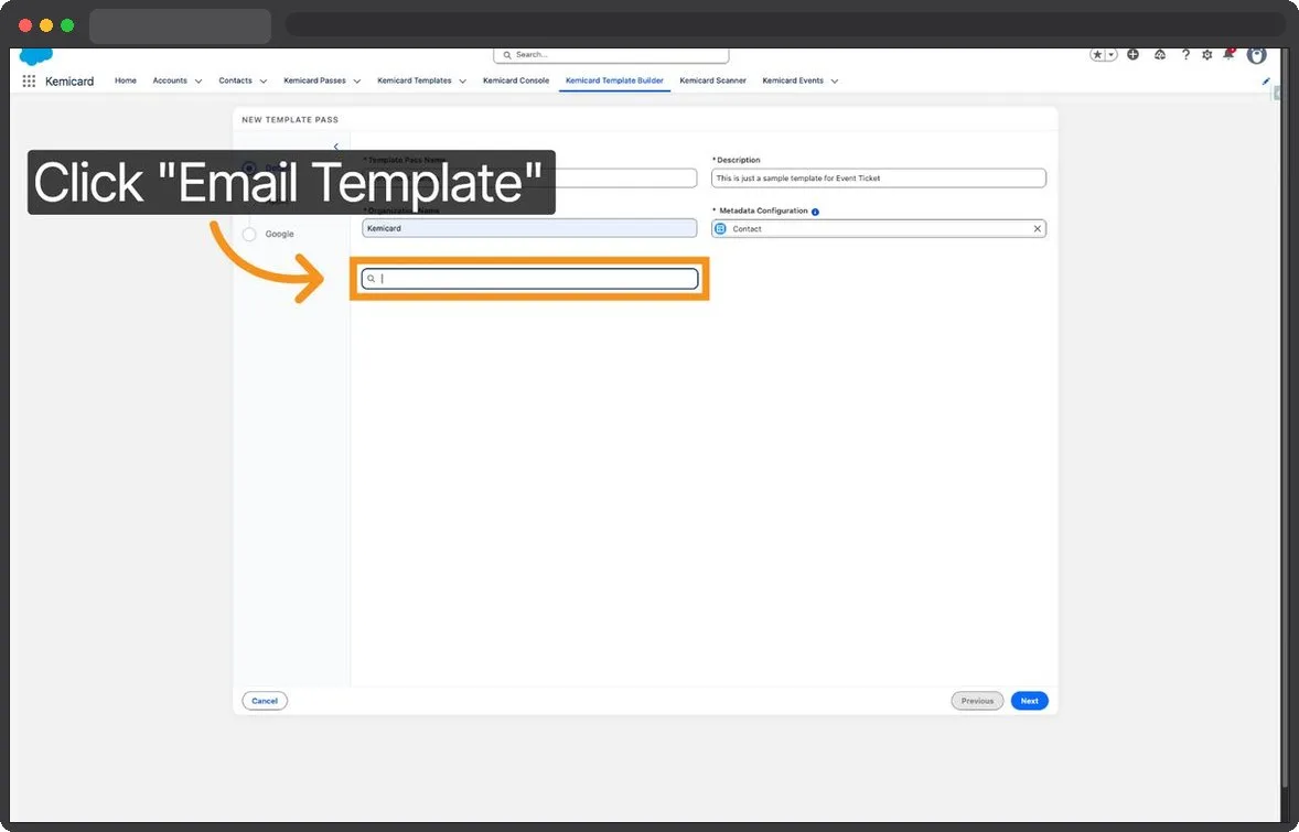 Kemicard Studio — Select Email Template