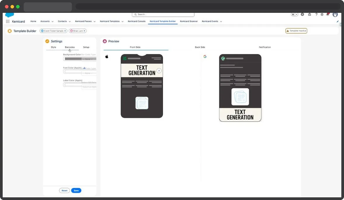 Kemicard Studio — Enable Barcodes