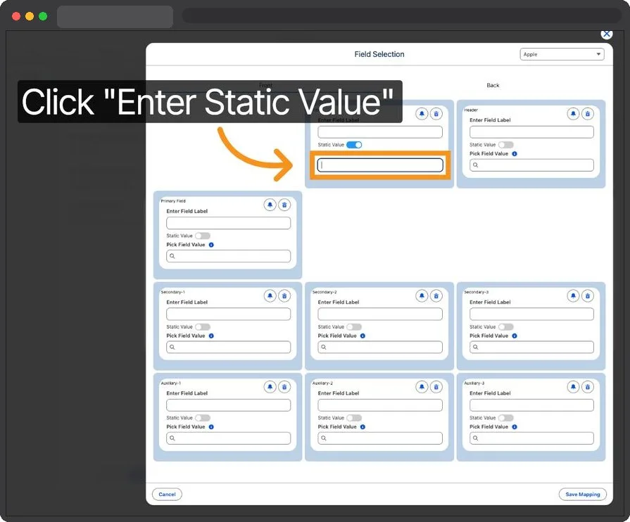 Kemicard Studio — Select Enter Static Value