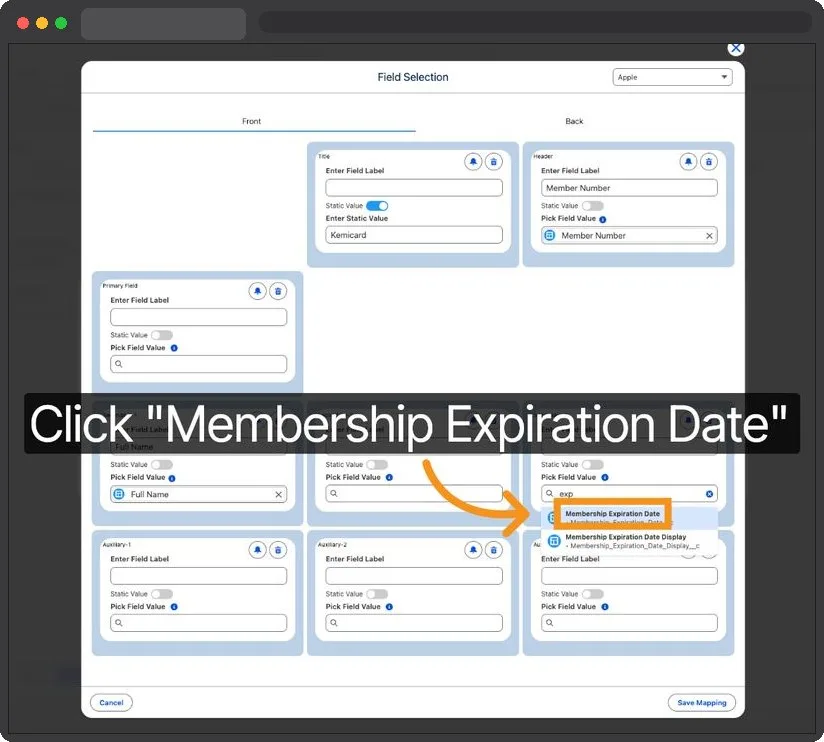 Kemicard Studio — Choose Expiration Date Field