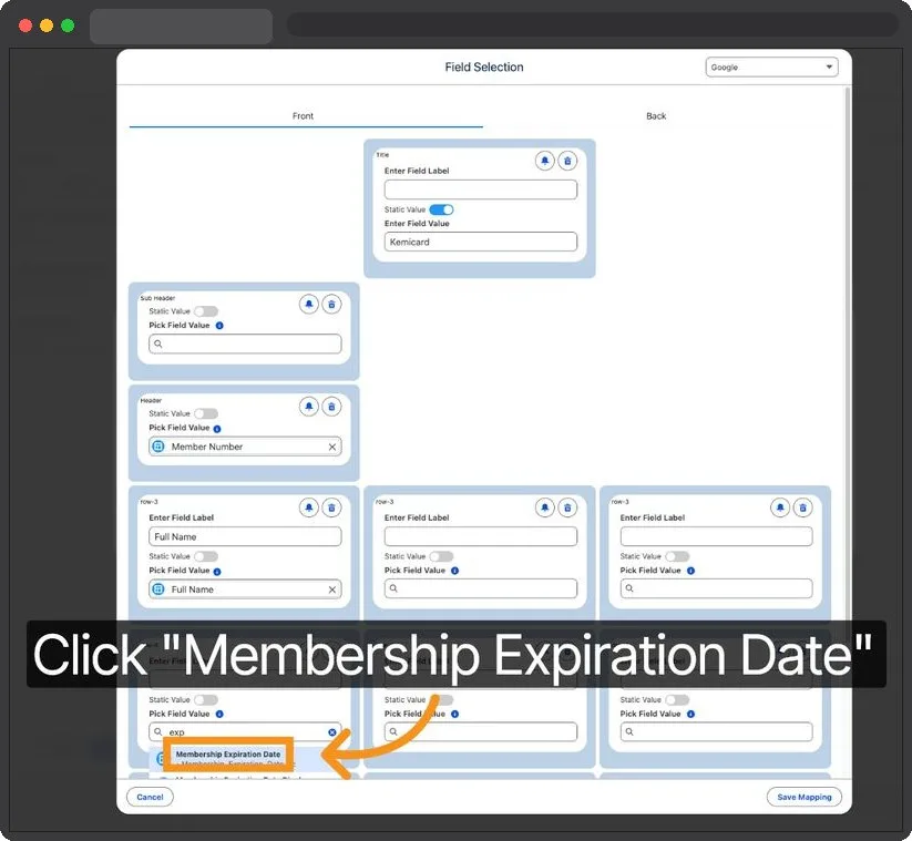 Kemicard Studio — Choose Expiration Date Field