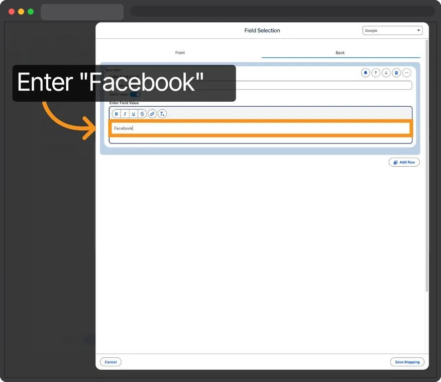 Kemicard Studio — Select Facebook Option