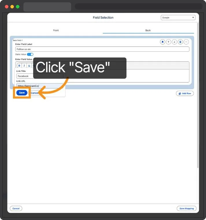 Kemicard Studio — Save URL Configuration