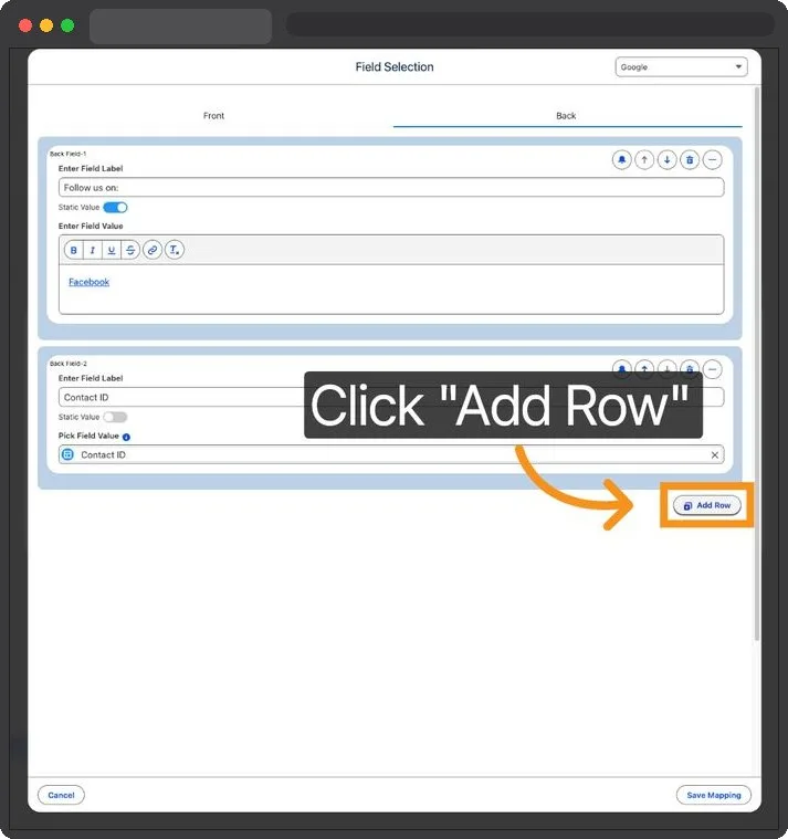 Kemicard Studio — Add New Mapping Row