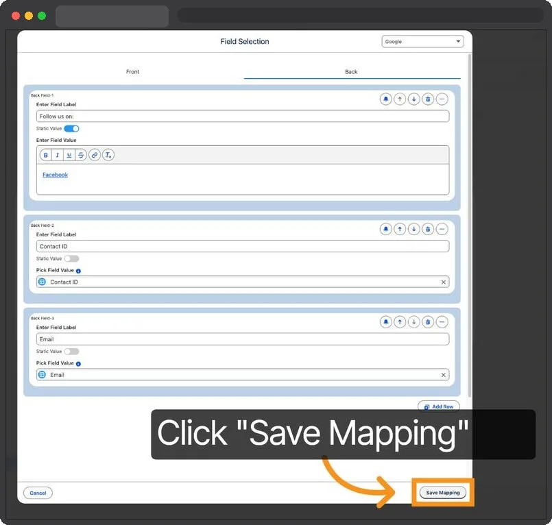 Kemicard Studio — Save Field Mappings