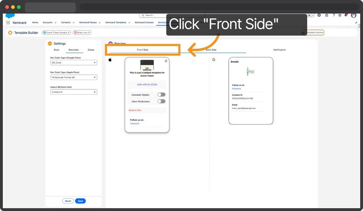 Kemicard Studio — Select Front Side Option