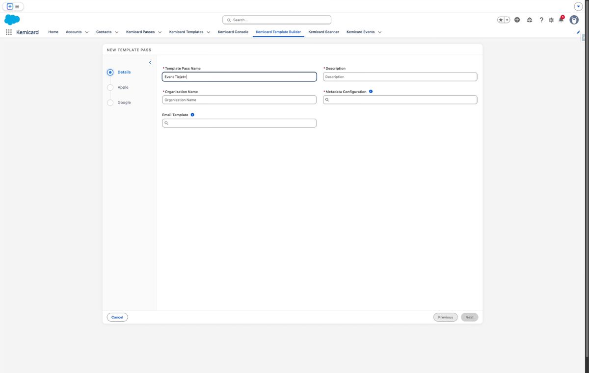 Kemicard Studio — Enter Template Pass Name