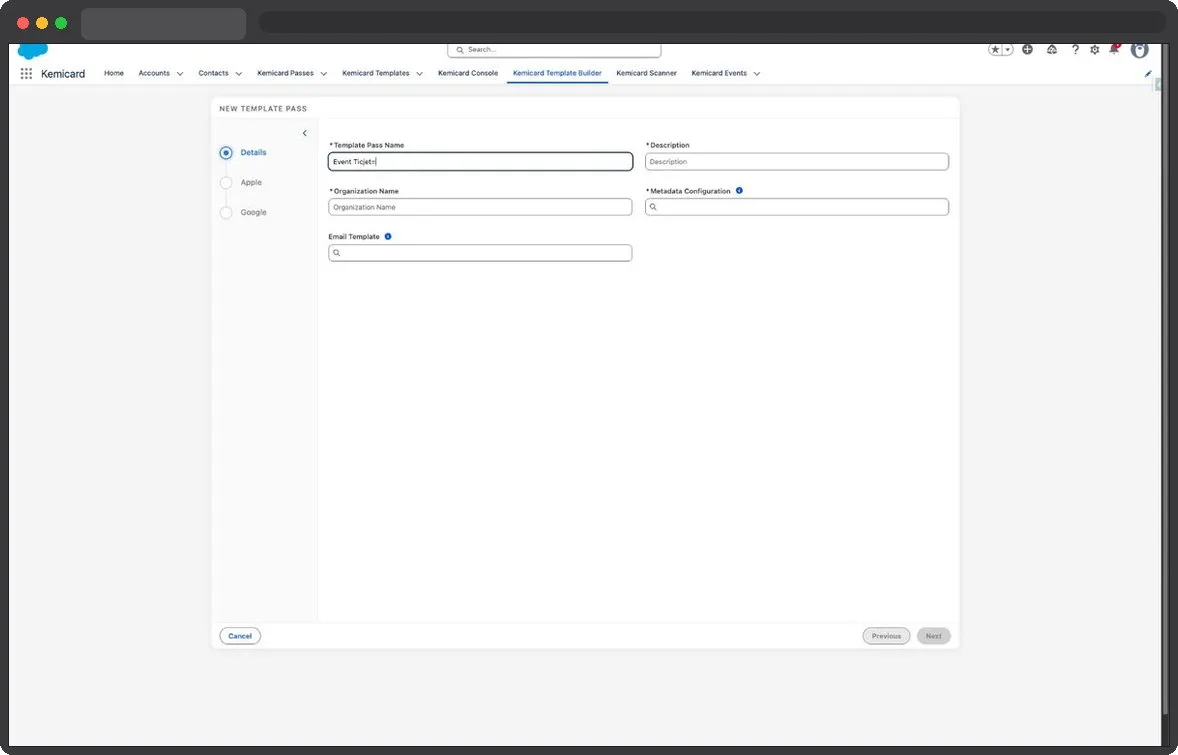 Kemicard Studio — Enter Template Pass Name