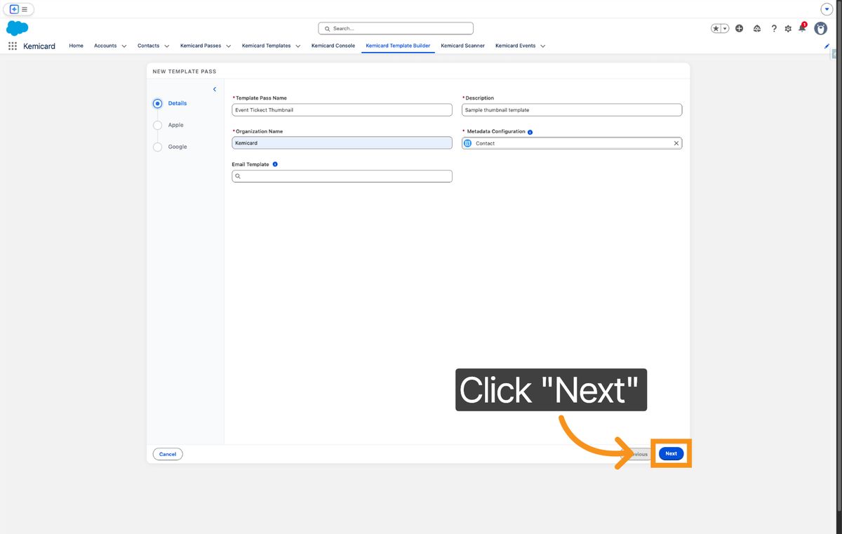 Kemicard Studio — Click Next Button