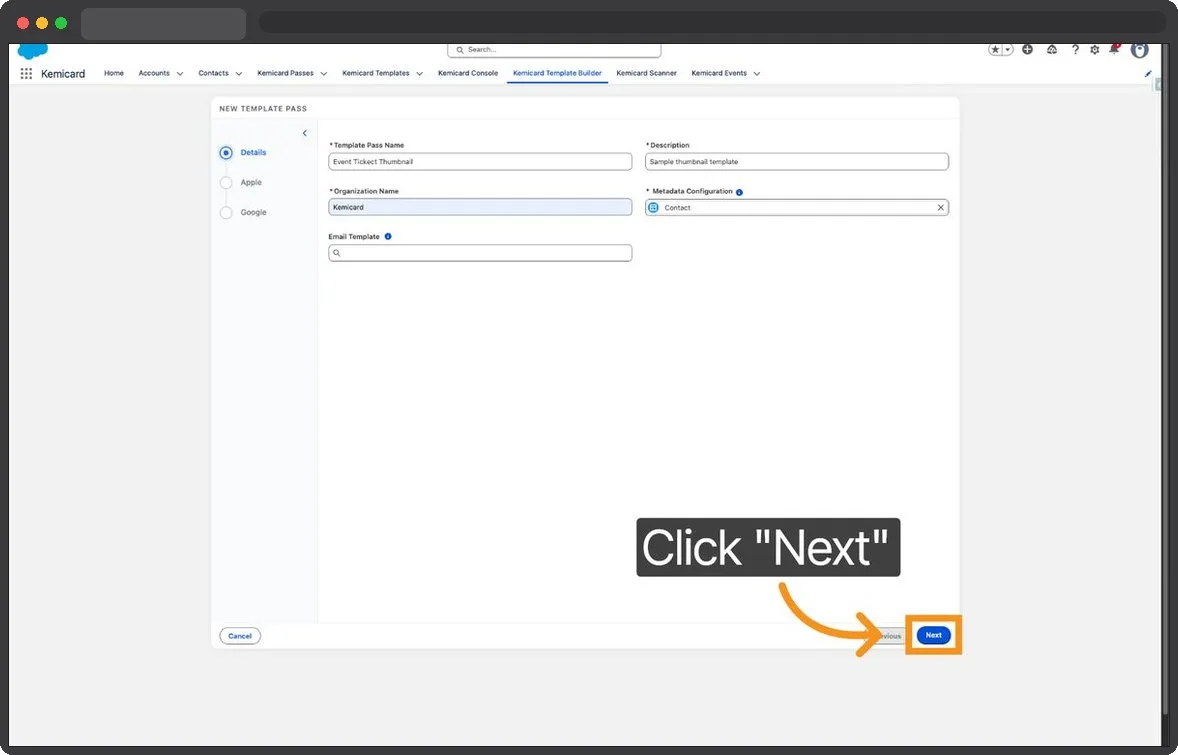 Kemicard Studio — Click Next Button