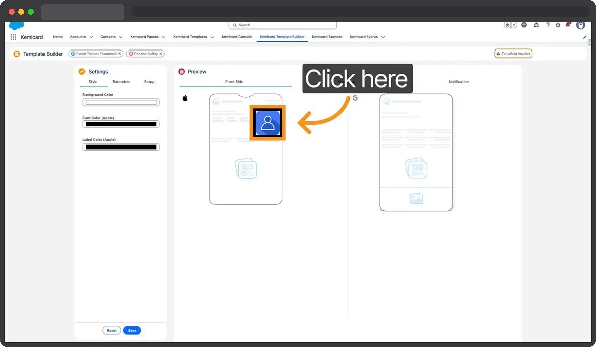 Kemicard Studio — Click To Select Field