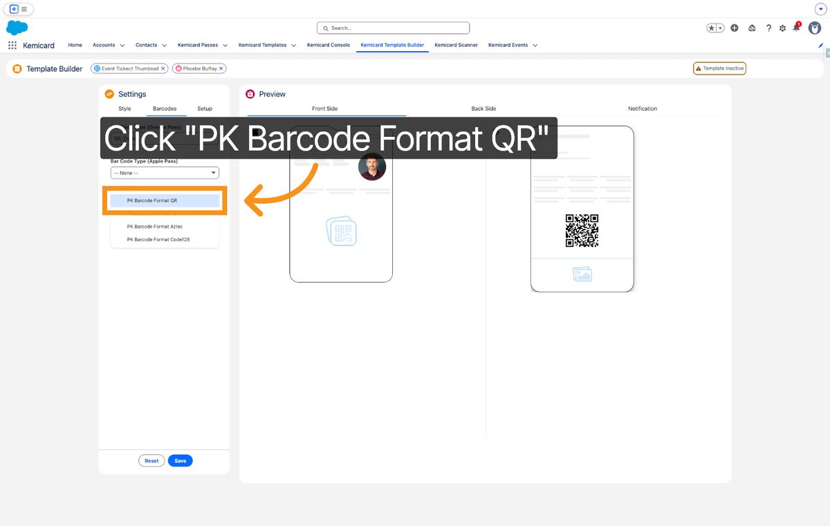 Kemicard Studio — Choose QR Barcode Format