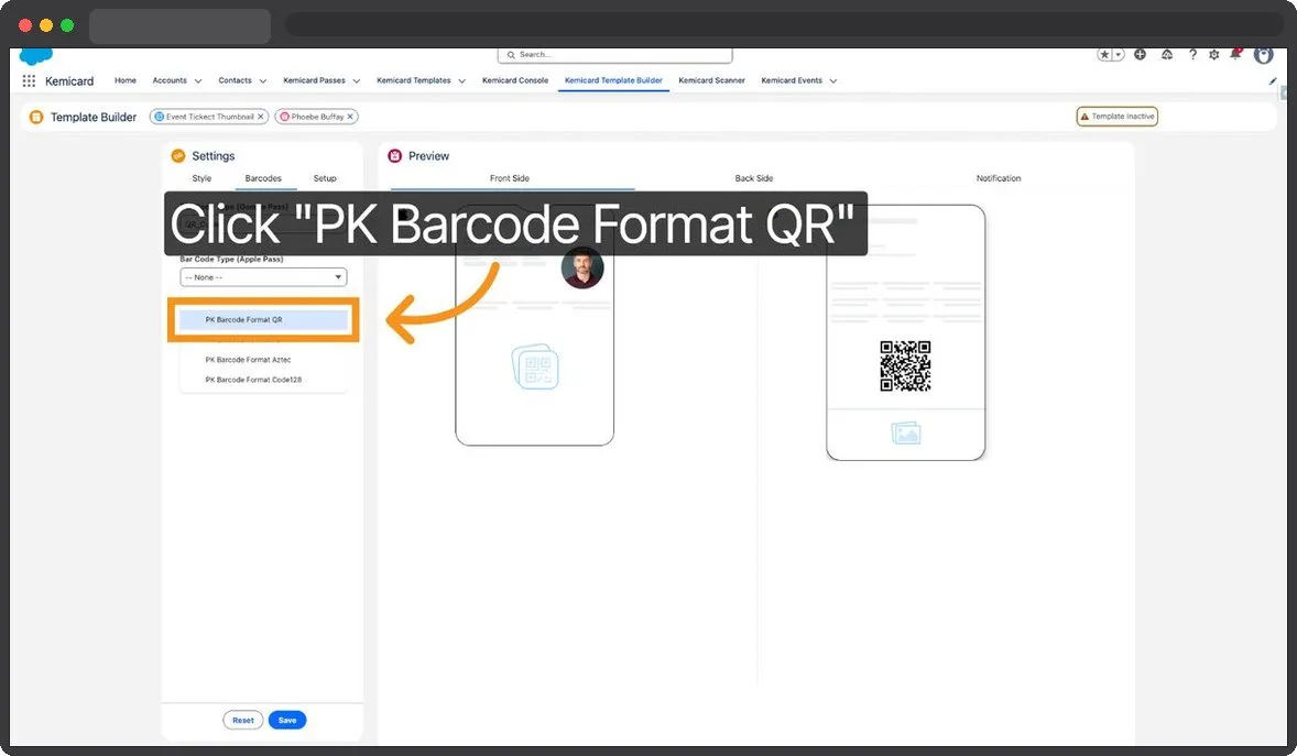 Kemicard Studio — Choose QR Barcode Format
