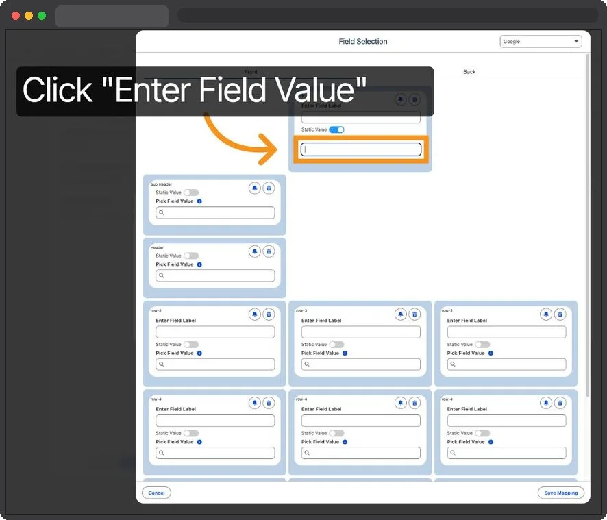 Kemicard Studio — Click Enter Field Value