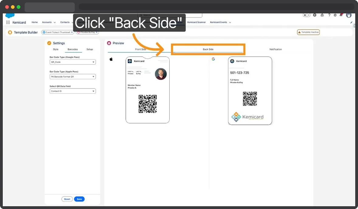 Kemicard Studio — Click Back Side Tab