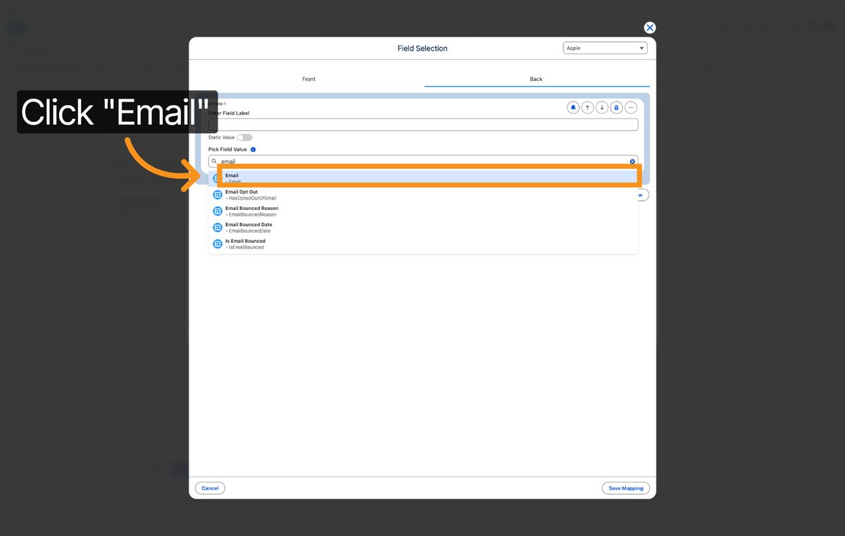 Kemicard Studio — Select Email Field