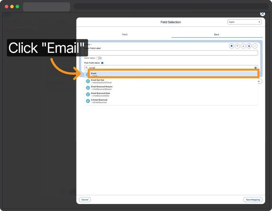 Kemicard Studio — Select Email Field