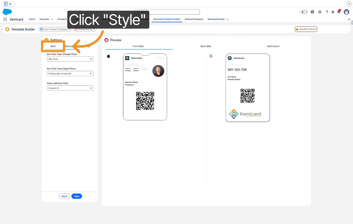Kemicard Studio — Click Style Section