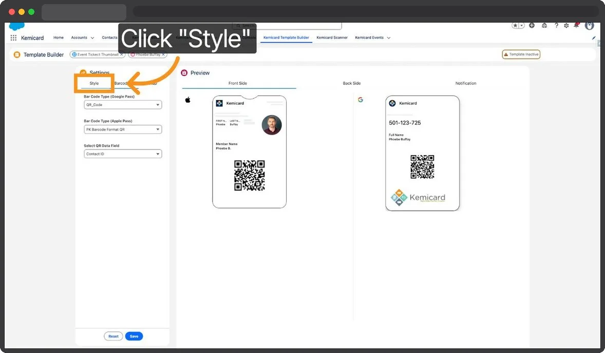Kemicard Studio — Click Style Section