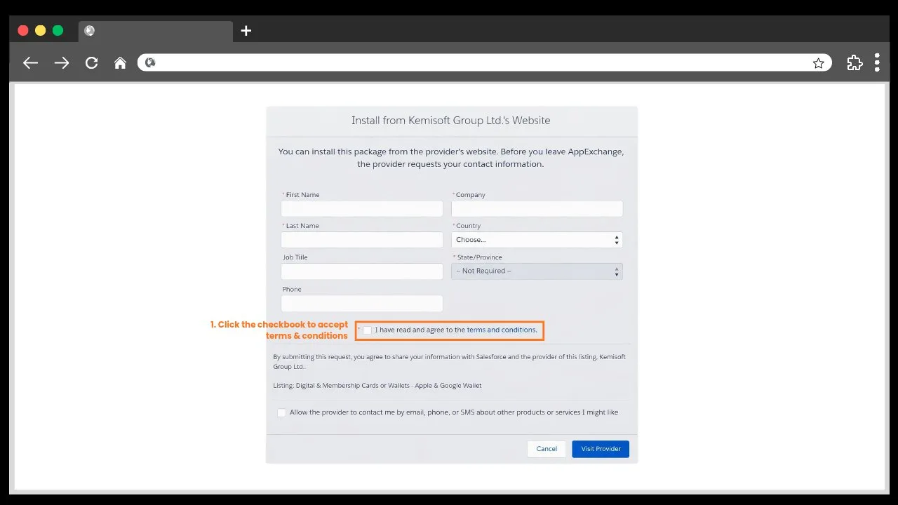 Confirm details and agree to the terms and conditions