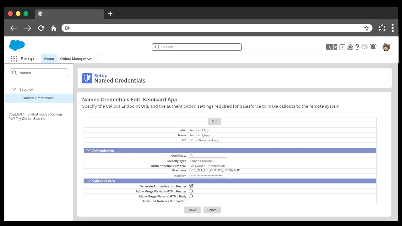 Enter the trial username and password on the named credential