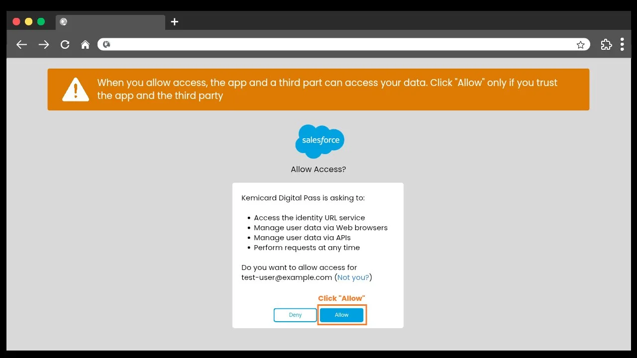 Click Allow on the Salesforce authorization page