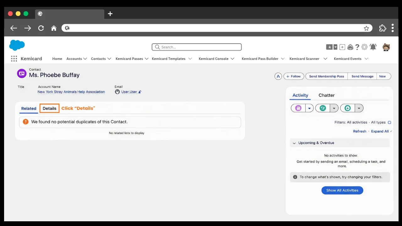 Open the Details tab on the contact record