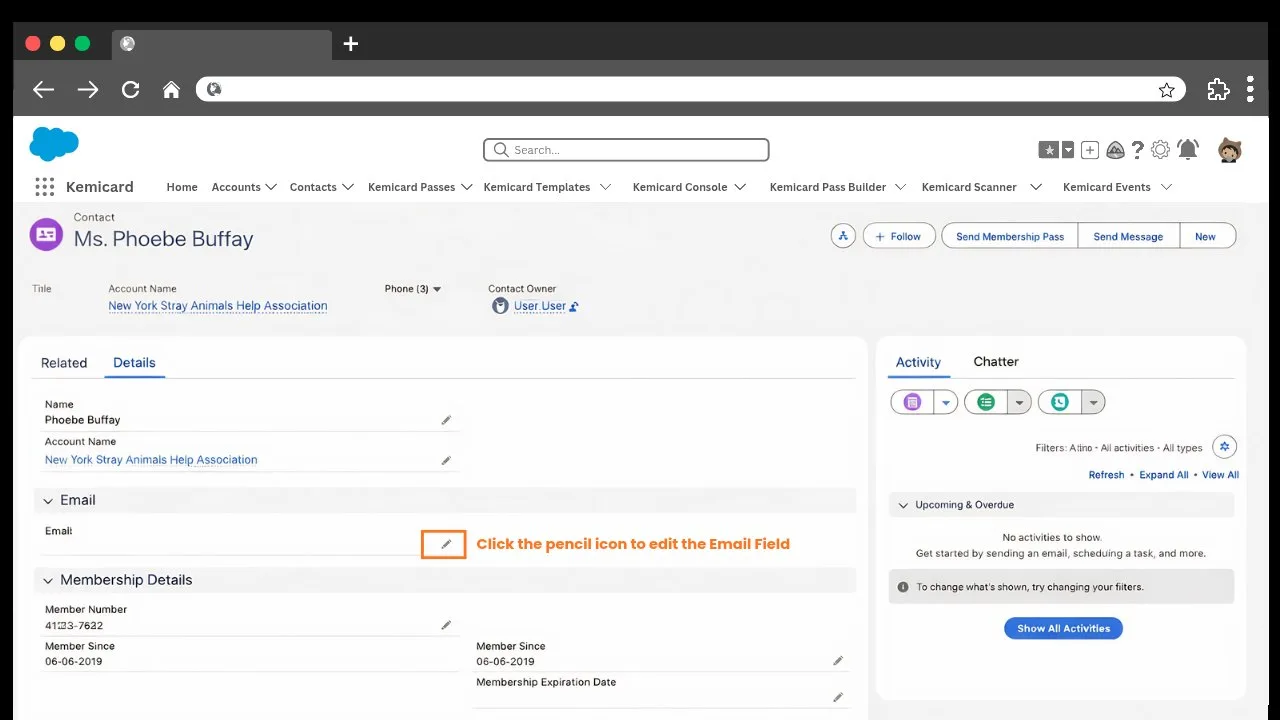 Reveal additional options on the contact record