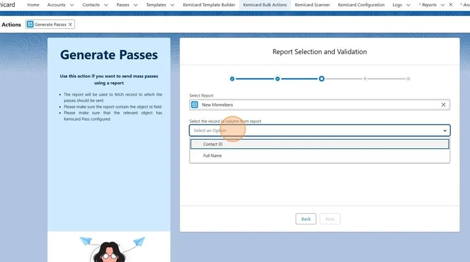 Kemicard template pass configuration fields