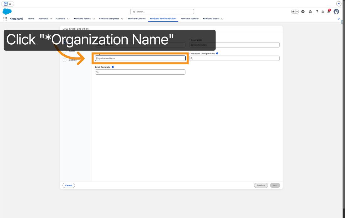 Kemicard Template Builder — creating a new template