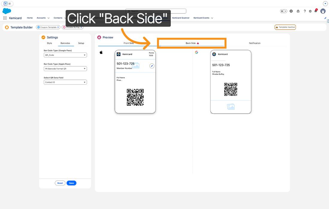 Kemicard Template Builder — mapping a dynamic field