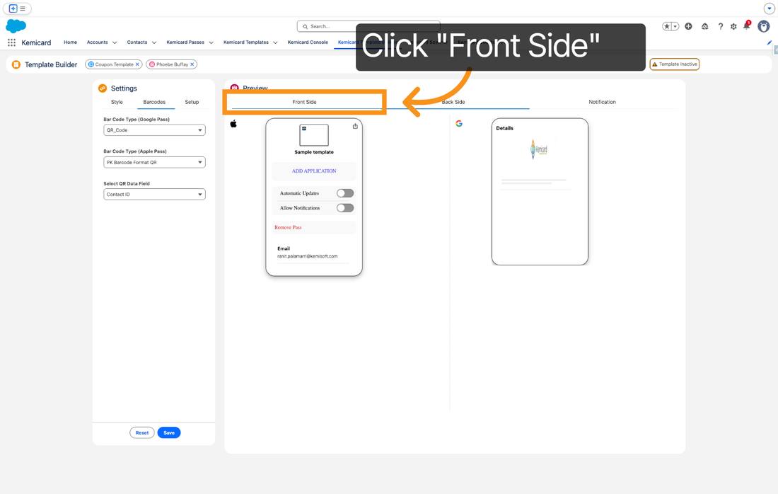 Kemicard Template Builder — finished loyalty template preview