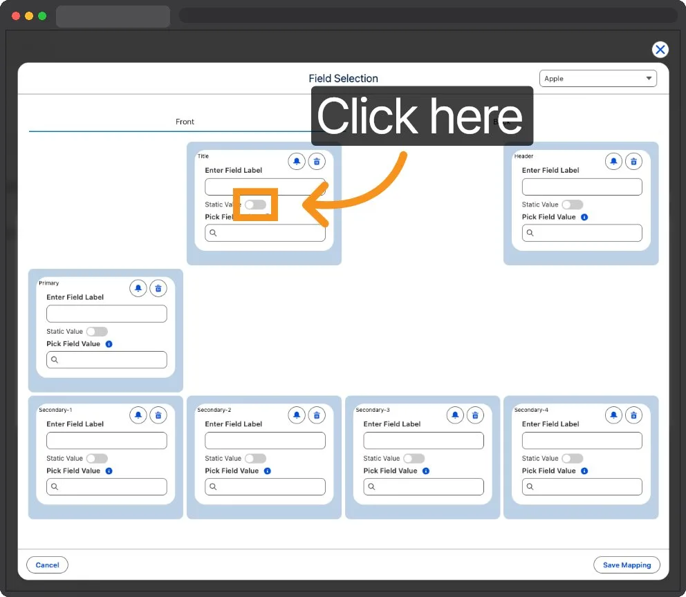 Kemicard Studio — Click to Add Field Value