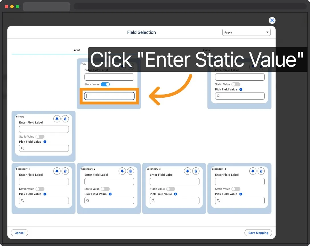 Kemicard Studio — Select Enter Static Value